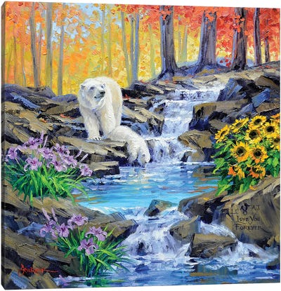 River's Song Canvas Art Print - Polar Bear Art