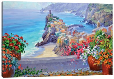Warm Remembrances Of Cinque Terre Canvas Art Print - Mikki Senkarik