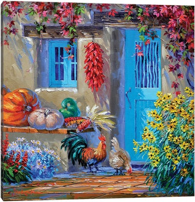 Bounty Of Fall Canvas Art Print - Chicken & Rooster Art