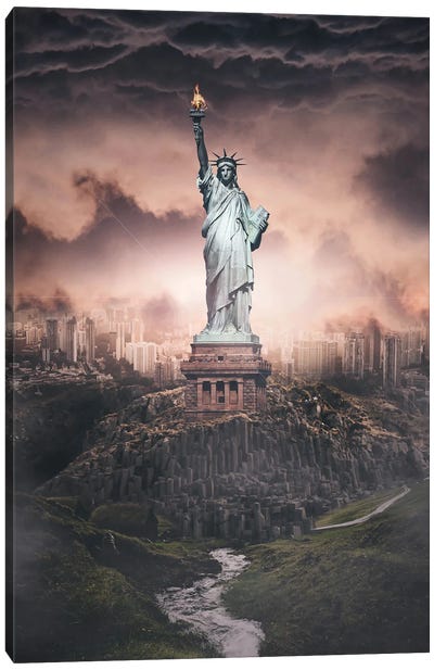 Statue Of Liberty Canvas Art Print - Virtual Escapism