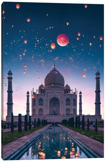 Blood Moon Taj Canvas Art Print - Taj Mahal