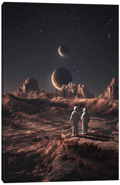 Love On Mars Canvas Art Print - Virtual Escapism