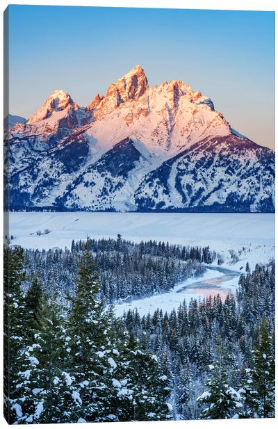 Grand Teton Winter Sunrise Canvas Art Print - Teton Range Art