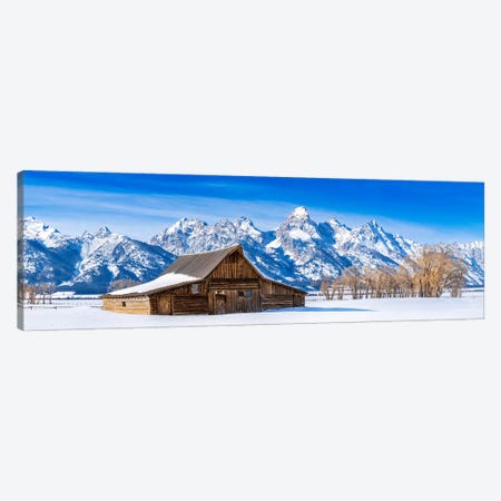 Winter Wood Barn Grand Teton Canvas Print #SKR1006} by Susanne Kremer Canvas Print