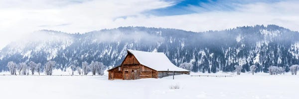 Teton Range: Snowed In Wood Barn by Susanne Kremer