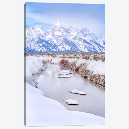 Winter River Grand Teton Canvas Print #SKR1020} by Susanne Kremer Canvas Artwork