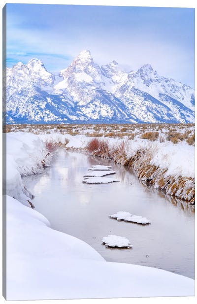 Winter River Grand Teton Canvas Art Print - Teton Range Art