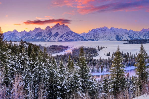 Teton Range: Pastel Sunset Grand Teton Wyoming by Susanne Kremer