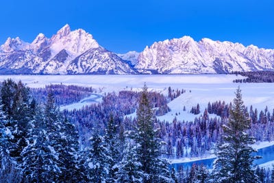 Panoramic Blue Hour Grand Teton by Susanne Kremer gallery poster