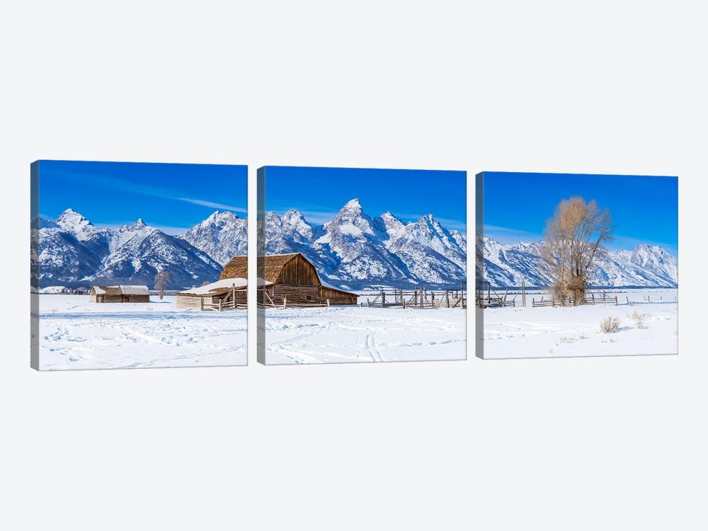 Panoramic Winter View Grand Teton by Susanne Kremer 3-piece Canvas Art
