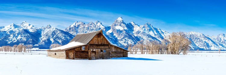 Panoramic Winter View Grand Tetons Barn