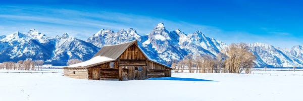 Teton Range: Panoramic Winter View Grand Tetons Barn by Susanne Kremer