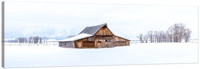 Snowed In Wood Barn In The Winter Canvas Art Print - Grand Teton Art