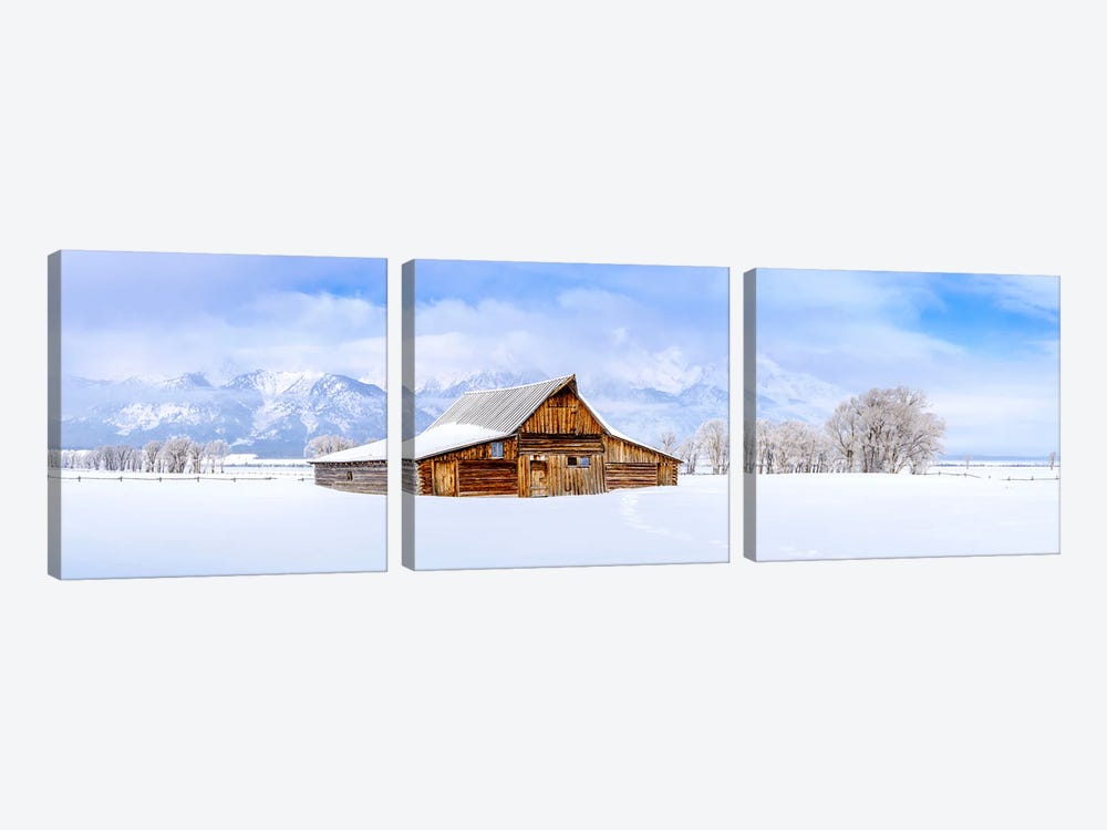 Sunny Winter Landscape Wyoming by Susanne Kremer 3-piece Canvas Art Print