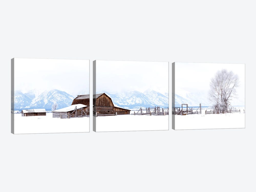 White Winter Landscape Pano Wyoming by Susanne Kremer 3-piece Canvas Print