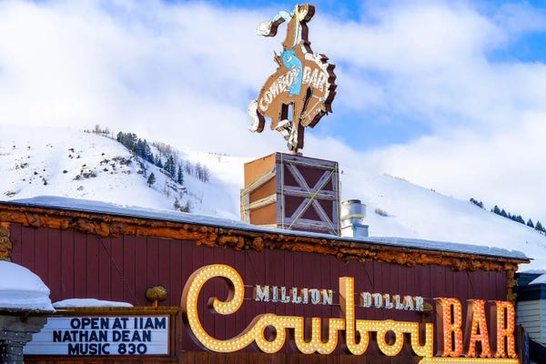 Signs: Cowboy Bar Winter Neon Jackson Hole by Susanne Kremer