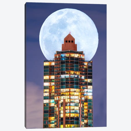 Moon And The City Architecture Miami Canvas Print #SKR1061} by Susanne Kremer Canvas Art
