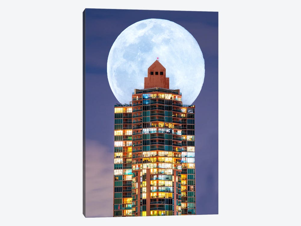 Moon And The City Architecture Miami by Susanne Kremer 1-piece Canvas Print