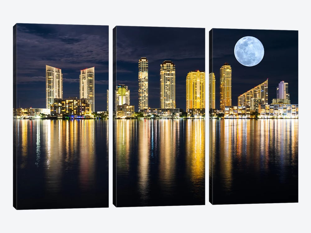 Moon And The City by Susanne Kremer 3-piece Canvas Art