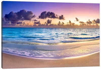 Panoramic Beach Sunrise Canvas Art Print - Beach Sunrise & Sunset Art