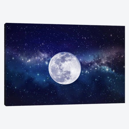 Moon And The Universe Canvas Print #SKR1097} by Susanne Kremer Canvas Wall Art