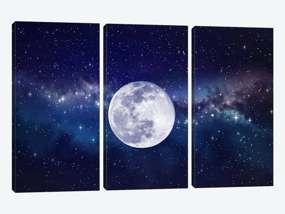 Moon And The Universe by Susanne Kremer 3-piece Canvas Art