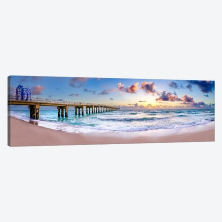 Sunrise Newport Pier Panorama Canvas Print #SKR1120} by Susanne Kremer Canvas Art Print