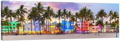 Welcome To Miami Sunset Canvas Art Print - Panoramic Cityscapes