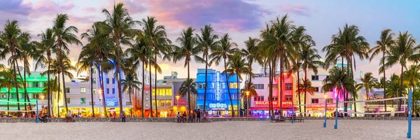Canvas Print: Welcome To Miami Sunset by Susanne Kremer
