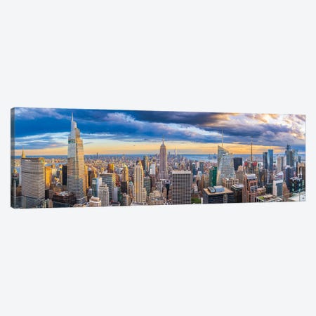 New York Skyline Golden Hues Canvas Print #SKR1156} by Susanne Kremer Canvas Art Print