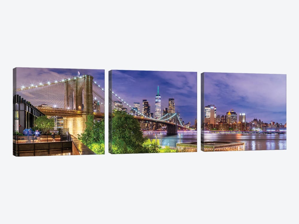 Brooklyn Bridge Panorama by Susanne Kremer 3-piece Art Print