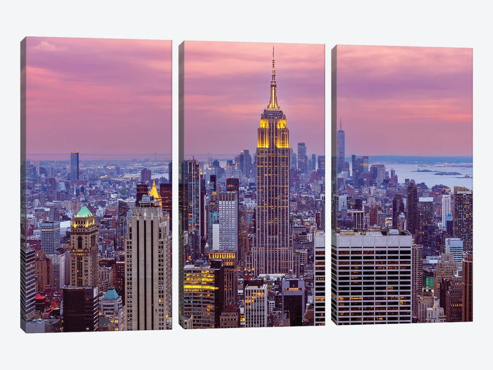 Romantic Empire State Of Mind by Susanne Kremer 3-piece Canvas Wall Art