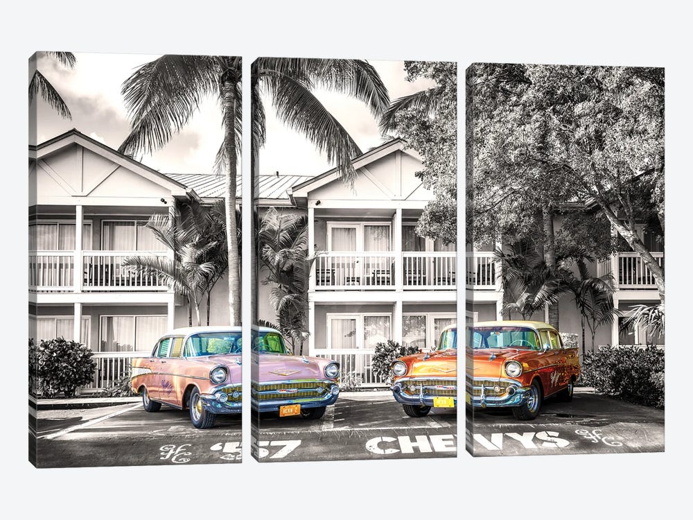 Havana In Key West Noir by Susanne Kremer 3-piece Canvas Print