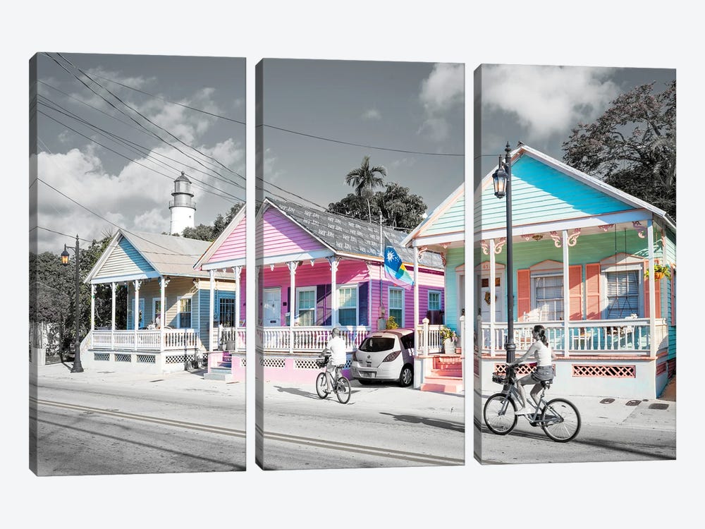 Streets Of Key West by Susanne Kremer 3-piece Canvas Wall Art
