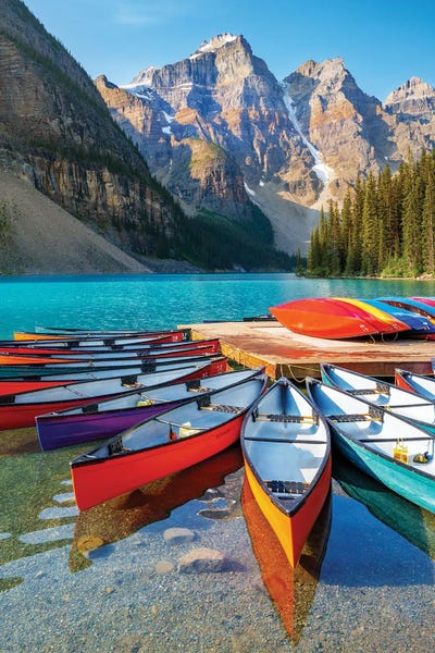 Canada: Vivid Canoes Moraine Lake by Susanne Kremer