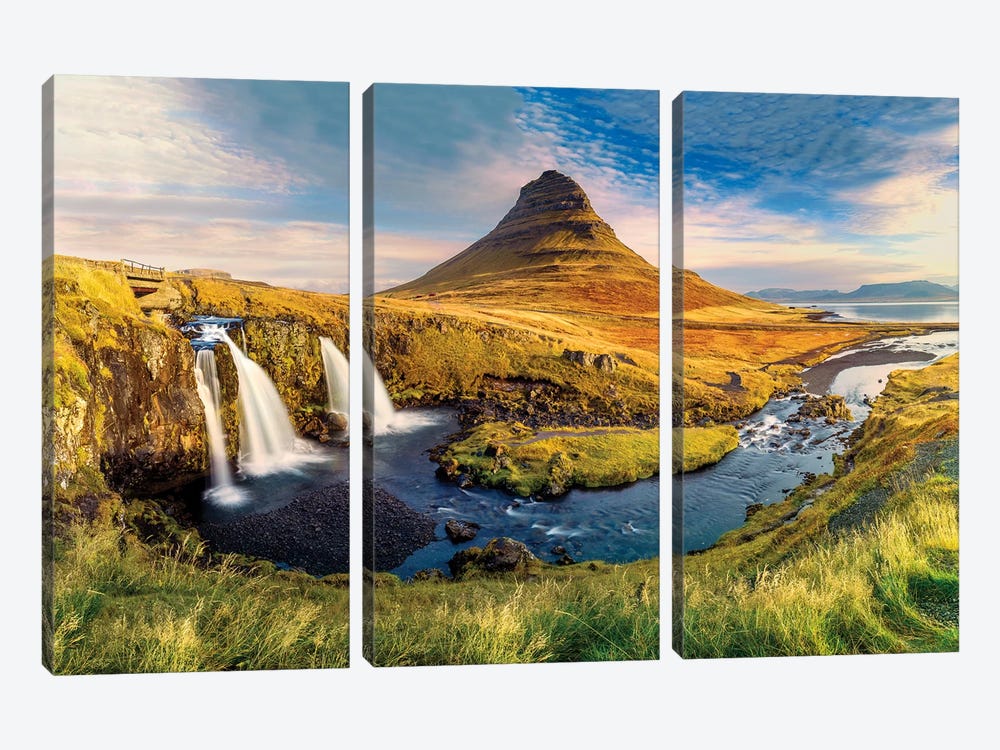 Kirkjufell Waterfall III by Susanne Kremer 3-piece Canvas Art Print