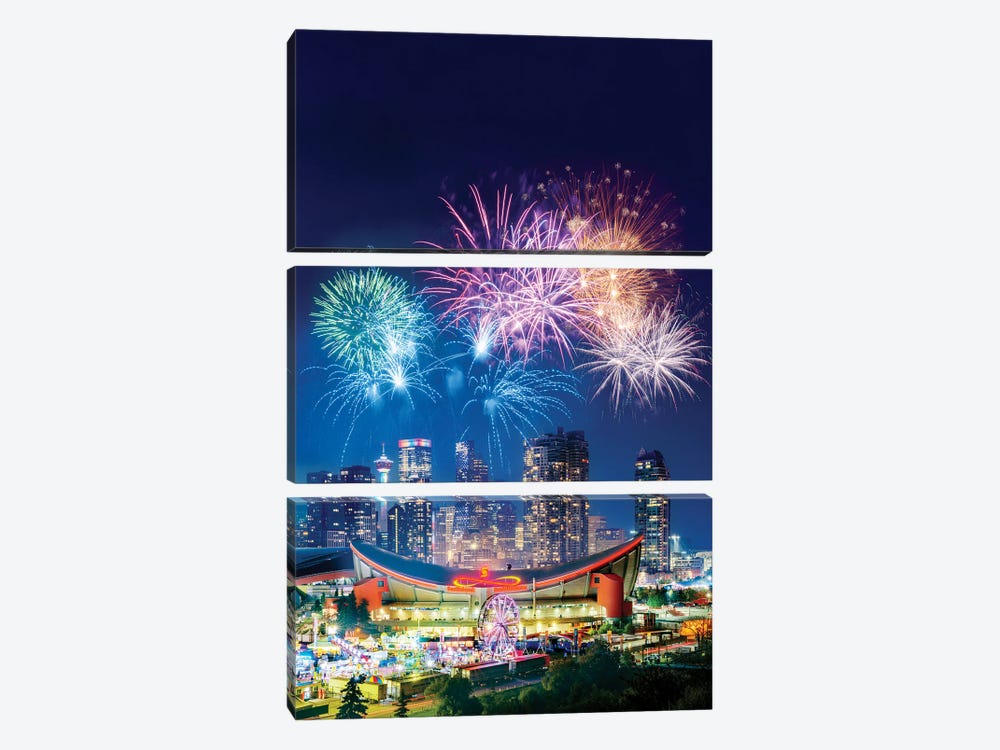 Fireworks Stampede Calgary by Susanne Kremer 3-piece Canvas Print
