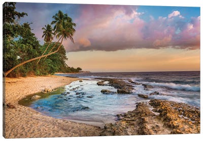 Romantic Beach Sunset Puerto Rico Canvas Art Print - Tropical Beach Art