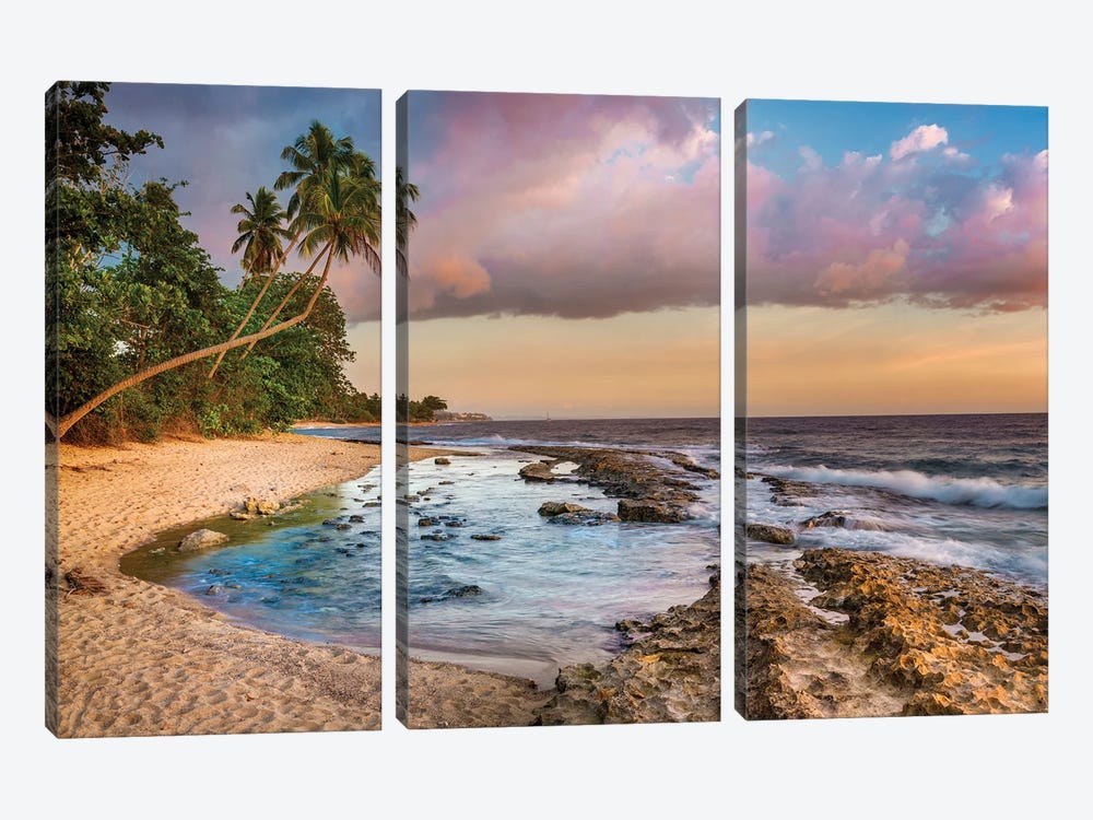 Romantic Beach Sunset Puerto Rico by Susanne Kremer 3-piece Canvas Wall Art