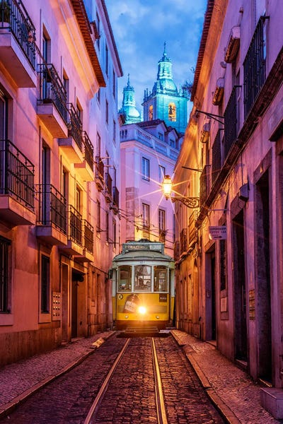By Land: Blue Hour Tram Lisbon by Susanne Kremer