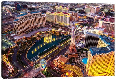 Las Vegas Aerial Night Canvas Art Print - Aerial Photography