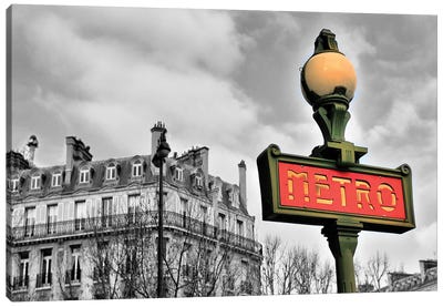 Metro Sign  Canvas Art Print - Paris Photography