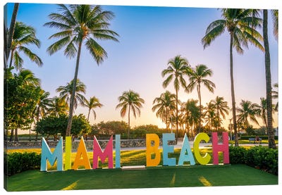 Miami Beach Sunrise Canvas Art Print - Signs