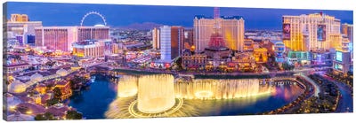 Las Vegas Night Panoramic Canvas Art Print - Nevada Art