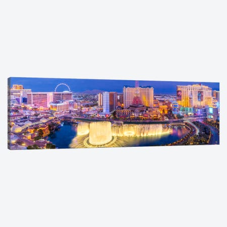 Las Vegas Night Panoramic Canvas Print #SKR1412} by Susanne Kremer Canvas Art Print