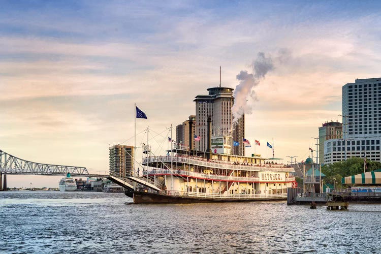 Natchez Steamboat Mississippi River Sunset  by Susanne Kremer wall art