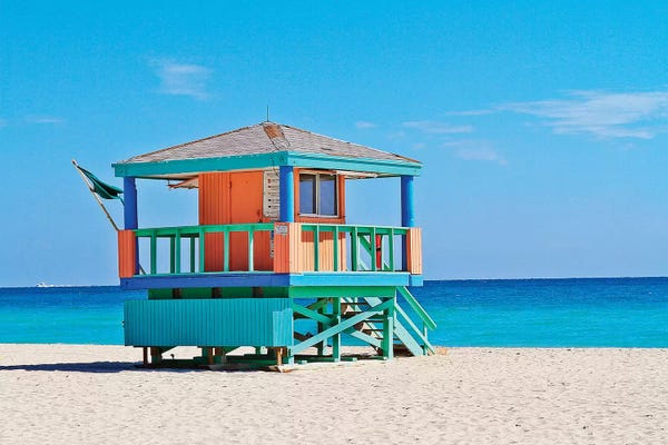 Large Coastal Art - Canvas Prints: Ocean Drive Lifeguard House South Beach III by Susanne Kremer