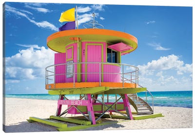 Ocean Drive Lifeguard House South Beach VII Canvas Art Print - Large Coastal Art