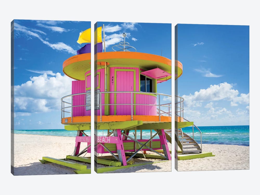 Ocean Drive Lifeguard House South Beach VII by Susanne Kremer 3-piece Canvas Art