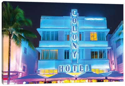 Ocean Drive, Colony Hotel I Canvas Art Print - Signs